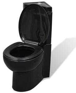 VidaXL Kutna crna WC školjka od keramike