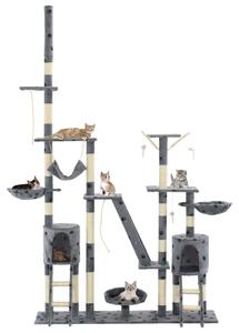 VidaXL Penjalica za mačke sa stupovima za grebanje od sisala 230 - 250 cm siva s uzorkom šapa