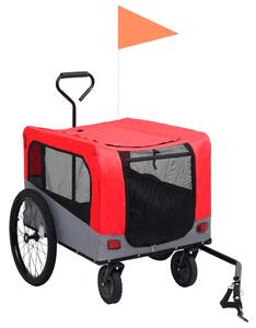 VidaXL 2-u-1 prikolica za bicikl i kolica za ljubimce crveno-siva
