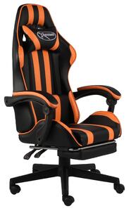 VidaXL Igraća stolica s osloncem za noge crno-narančasta umjetna koža