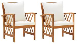 VidaXL Vrtne stolice s jastucima 2 kom od masivnog bagremovog drva
