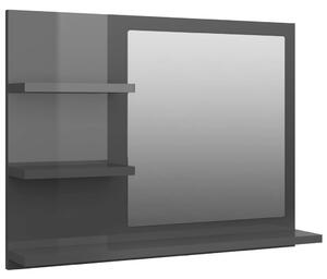VidaXL Kupaonsko ogledalo visoki sjaj sivo 60x10,5x45 cm od iverice