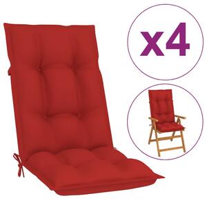 VidaXL Jastuci za vrtne stolice 4 kom crveni 120 x 50 x 7 cm