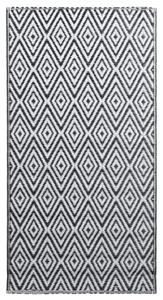 VidaXL Vanjski tepih bijelo-crni 80 x 150 cm PP