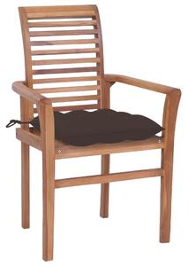 VidaXL Blagovaonske stolice sa smeđe-sivim jastucima 2 kom od tikovine