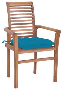 VidaXL Blagovaonske stolice sa svjetloplavim jastucima 2 kom tikovina