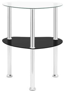 VidaXL Bočni stolić s 2 razine prozirni i crni 38x38x50 cm stakleni