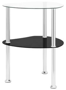 VidaXL Bočni stolić s 2 razine prozirni i crni 38x38x50 cm stakleni