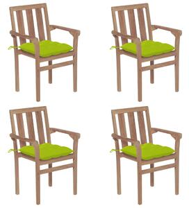 VidaXL Složive vrtne stolice s jastucima 4 kom od masivne tikovine