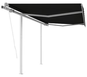 VidaXL Automatska tenda na uvlačenje sa stupovima 3,5 x 2,5 m antracit