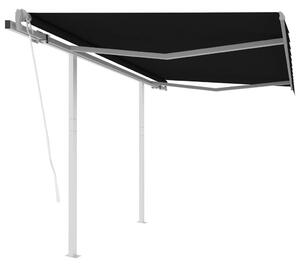 VidaXL Automatska tenda na uvlačenje sa stupovima 3 x 2,5 m antracit