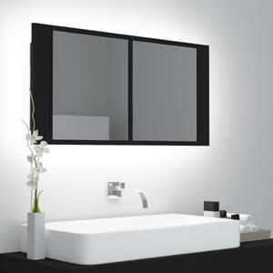 VidaXL LED kupaonski ormarić s ogledalom crni 90 x 12 x 45 cm