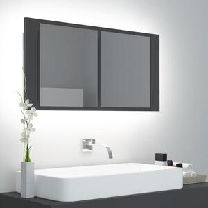 VidaXL LED kupaonski ormarić s ogledalom sivi 90 x 12 x 45 cm