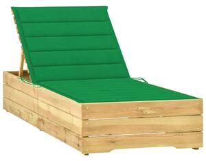 VidaXL Ležaljka za sunčanje sa zelenim jastukom impregnirana borovina
