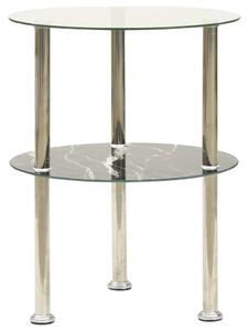 VidaXL Bočni stolić s 2 razine prozirni i crni 38 cm kaljeno staklo