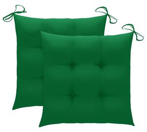 VidaXL Stolica za ljuljanje sa zelenim jastukom od masivne tikovine