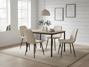 Blagovaonski set 1 + 4, stol CITY 110x75 cm hrast artisan + krem stolica RIFT s crnim nogama