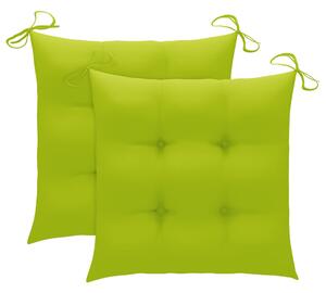 VidaXL Stolica za ljuljanje s jarko zelenim jastukom masivna tikovina