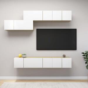 VidaXL 7-dijelni set TV ormarića bijeli i boja hrasta od iverice