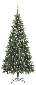 VidaXL Umjetno božićno drvce s LED svjetlima i kuglicama 210 cm