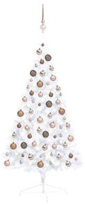VidaXL Umjetna osvijetljena polovica božićnog drvca bijela 120 cm