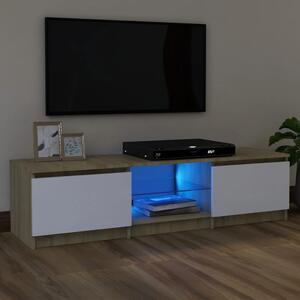 VidaXL TV ormarić s LED svjetlima bijeli i boja hrasta 120x30x35,5 cm