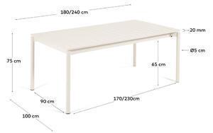 Bijeli aluminijski vrtni stol Kave Home Zaltana, 180 x 100 cm