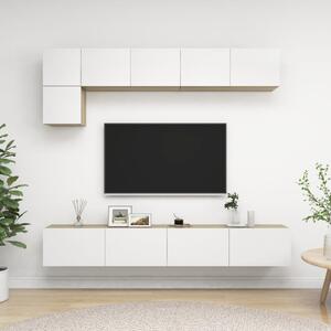 VidaXL 5-dijelni set TV ormarića bijeli i boja hrasta sonome iverica
