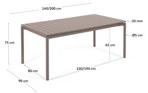 Smeđi aluminijski vrtni stol Kave Home Zaltana, 140 x 90 cm