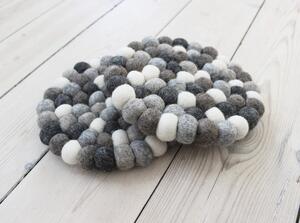 Sivo-bijeli podmetač od vunenih pompona Wooldot Ball Coaster, ⌀ 20 cm