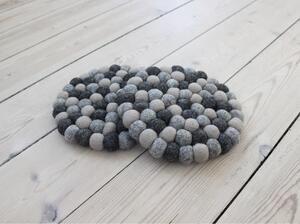 Tamnosmeđi podmetač od vunenih pompona Wooldot Ball Coaster, ⌀ 20 cm