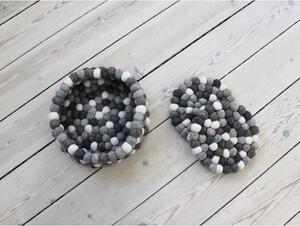 Sivo-bijeli podmetač od vunenih pompona Wooldot Ball Coaster, ⌀ 20 cm