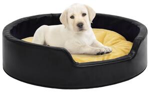 VidaXL Krevet za pse crno-žuti 69 x 59 x 19 cm od pliša i umjetne kože