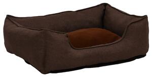 VidaXL Krevet za pse smeđi 65 x 50 x 20 cm flis s izgledom platna