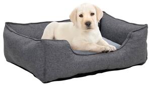 VidaXL Krevet za pse sivi 65 x 50 x 20 cm flis s izgledom platna