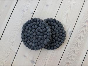 Antracit podmetač od vunenih pompona Wooldot Ball Coaster, ⌀ 20 cm