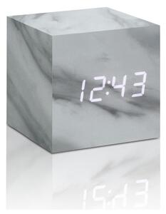 Siva budilica s bijelim LED zaslonom Gingko Cube Click Clockt