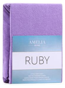 Ljubičasta plahta s gumicom s visokim udjelom pamuka AmeliaHome Ruby, 100/120 x 200 cm