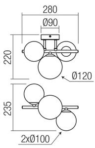 Redo 01-3988 - Nadgradni luster ASTRA 3xG9/8W/230V crna