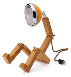 Stolne Lampa MR. WATTSON, Naranča, Dnevna soba, Drvo, Vintage