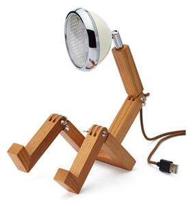 Stolne Lampa MR. WATTSON, Bijela, Dnevna soba, Drvo, Vintage