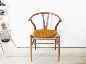 Oker žuto sjedalo od vunenih pompona Wooldot Ball Chair Pad, ⌀ 39 cm