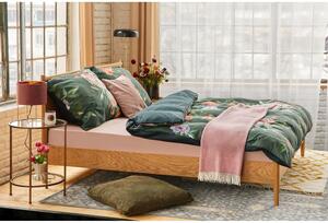 Tamnozelena posteljina od pamučnoga satena za bračni krevet Bonami Selection Floret, 200 x 200 cm
