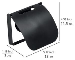 Crni zidni držač za toaletni papir Wenko Static-Loc® Plus