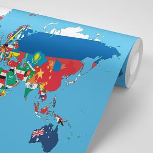 Samoljepljiva tapeta zemljovid svijeta sa zastavama