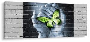 Slika - Zeleni leptir u zidu (120x50 cm)