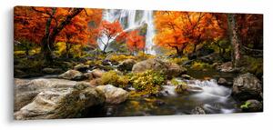 Slika - Slapovi u jesenskom pejzažu, narančasti (120x50 cm)