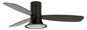 Stropni ventilator Flusso s rasvjetom, crni, 132 cm, tih, Beacon Beacon Lighting, Flusso, prigušiv, Crno, Dnevna soba, Drvo, Moderan