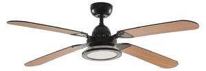 Tedric LED stropni ventilator, crni, tih, 133 cm - Lucande Lucande, Tedric, Crno, Dnevna soba, Metal, Vintage
