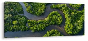 Slika - Šumski krajolik s rijekom (120x50 cm)